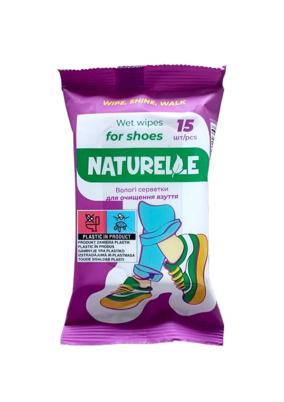 Drėgnos servetėlės avalynei NATURELLE, 15 vnt