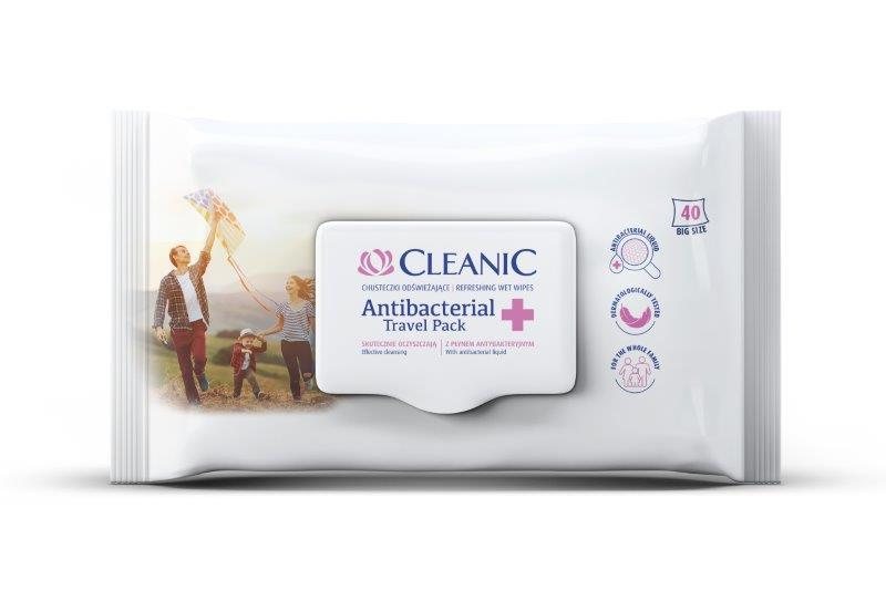 Drėgnos servetėlės CLEANIC Antibacterical Travel Pack, 40 vnt