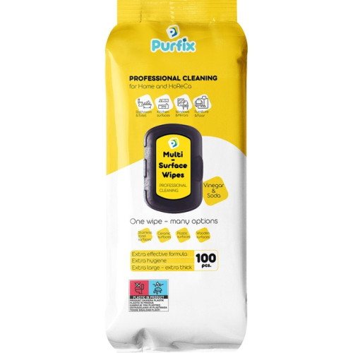 Drėgnos servetėlės įvairiems paviršiams PURFIX Multi, 100 vnt