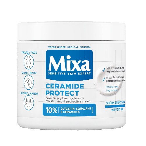 Drėkinamasis apsauginis kremas veidui, rankoms ir kūnui MIXA Ceramide Protect, 400 ml