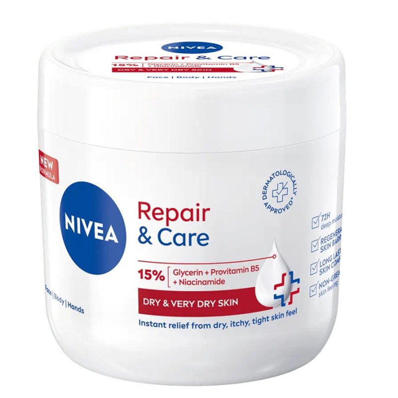 Drėkinamasis atkuriamasis kremas Nivea Repair & Care, 400 ml