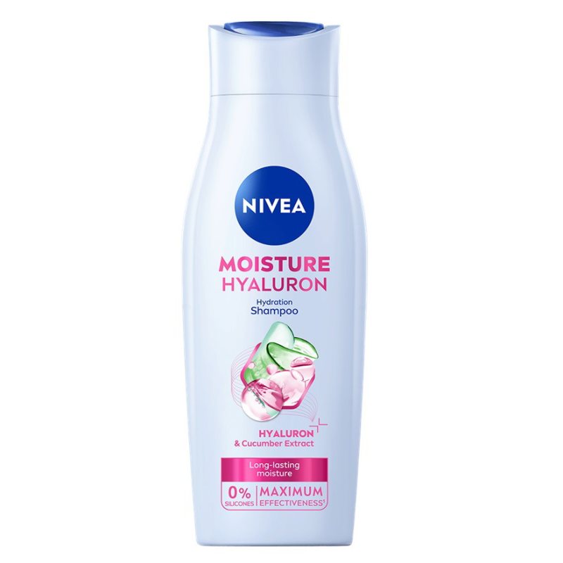 Drėkinamasis šampūnas su hialurono rūgštimi Nivea Moisture Hyaluron, 400 ml