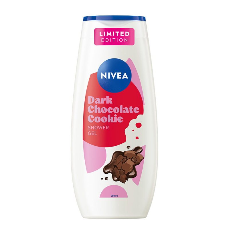 Dušo želė Nivea Care Dark Chocolate Cookie, juodojo šokolado sausainis, 250 ml