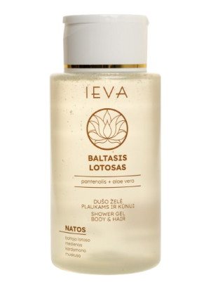 Dušo želė plaukams ir kūnui IEVA Baltasis lotosas, 300 ml