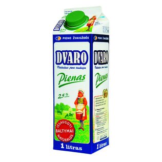DVARO pienas, 2,5% rieb., 1 l