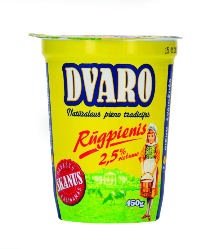 DVARO rūgpienis 2,5% rieb., 450 g