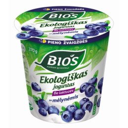 Ekol. jogurtas BIOS su mėlynėmis, be laktozės, 3,1% r., 370 g