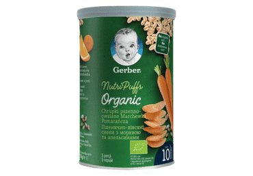 Ekol.aviž.trapučiai GERBER su morkomis ir apelsin. (10+mėn.), 35 g
