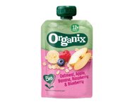 Ekologiška avižų košė ORGANIX su obuoliais,bananais, avietėmis, nuo 12 mėn., 100 g