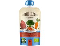 Ekologiška daržovių tyrelė RŪDOLFS su lašiša, 6+ mėn., 110 g