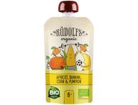 Ekologiška kukurūzų, moliūgų tyrelė RŪDOLFS su bananais, abrikosu, nuo 6 mėn.