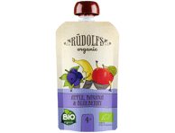 Ekologiška obuolių, bananų, mėlynių tyrelė RŪDOLFS, 4+ mėn., 110 g