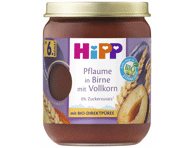 Ekologiška slyvų, kriaušių tyrelė HIPP su grūdais, 6+ mėn., 160 g