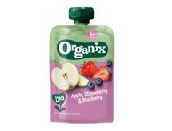Ekologiška tyrė su braškėmis, obuoliais ir mėlynėmis ORGANIX nuo 6 mėn., 100 g