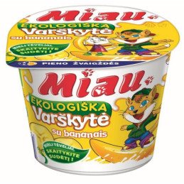 Ekologiška varškytė MIAU, 6% rieb., su banan., 100 g