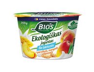 Ekologiškas jogurtas be laktozės BIOS su persikais, mangais ir sėlenomis, 3,1% rieb., 200 g