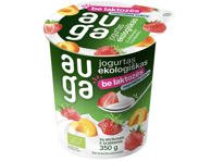 Ekologiškas jogurtas be laktozės su abrikosais ir braškėmis AUGA, 3,5 % rieb., 350 g