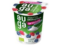 Ekologiškas jogurtas be laktozės su su mėlynėmis ir avietėmis AUGA, 3,5 % rieb., 350 g