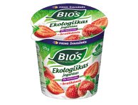 Ekologiškas jogurtas su braškėmis be laktozės BIOS, 3,1 % rieb., 125 g