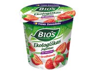 Ekologiškas jogurtas su braškėmis be laktozės BIOS, 3,1 % rieb., 370 g