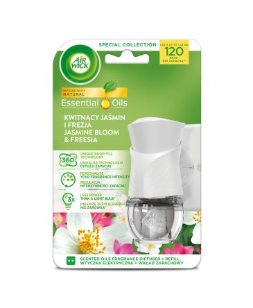 Elektrinis oro gaiviklis AIRWICK, jazminų žiedų ir frezijų kvapo, 19 ml