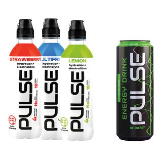 Energ. ir negaz. vaisių skonio gėrimui PULSE (7 rūšių), 500 ml, 250 ml