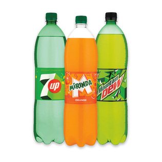 Gazuotas gėrimas 7UP, MIRINDA, MOUNTAIN DEW, 1.5 l