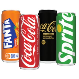 Gazuotas gėrimas COCA COLA, COCA COLA ZERO CAFFEINE, SPRITE, FANTA ORANGE, 0.33 l