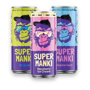 Gazuotas gėrimas SUPER MANKI, 3 rūšių, 0.33 l