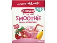 Geriamoji bananų ir braškių tyrė SEMPER, nuo 12 mėn., 200 ml