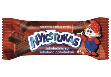 Glaistytas šokoladinis varškės sūrelis NYKŠTUKAS su šokolado gabaliukais, 23,8% rieb., 45 g