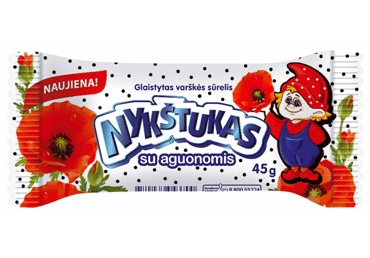 Glaistytas varškės sūrelis NYKŠTUKAS su aguonomis, 25,6% rieb., 45 g