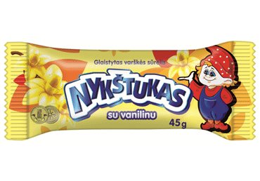 Glaistytas varškės sūrelis NYKŠTUKAS su vanilinu, 24,6% rieb., 45 g