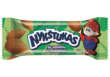 Glaistytas varškės sūrelis NYKŠTUKAS su vanilinu ir kepintais migdolais, 26,4 % rieb., 45 g