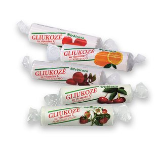 Gliukozės tabletės su vitaminu C (5 skonių), 30 g