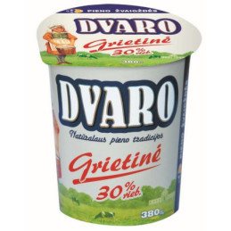 Grietinė DVARO, 30% rieb., ind., 380 g