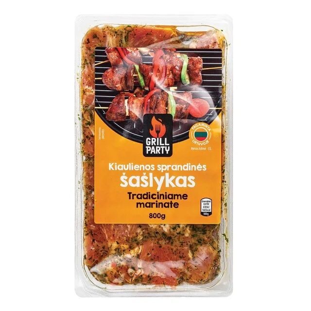 GRILL PARTY kiaulienos sprandinės šašlykas tradiciname marinate, 800 g