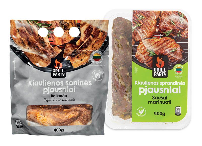 GRILL PARTY marinuotiems kiaulienos sprandinės ir šoninės pjausniams