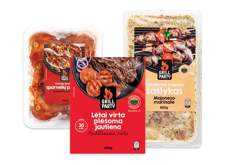 GRILL PARTY marinuotiems mėsos gaminiams ir šašlykams