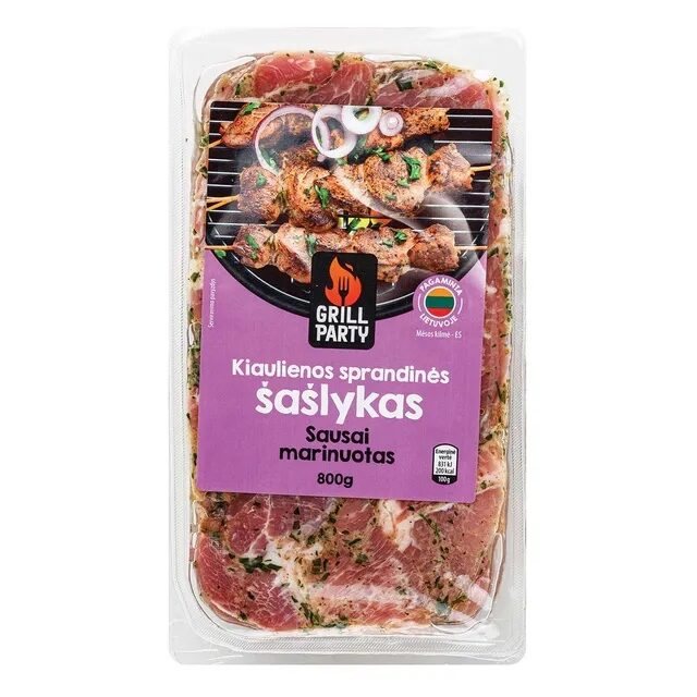 GRILL PARTY sausai marinuotas kiaulienos sprandinės šašlykas, 800 g