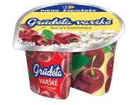 GRŪDĖTA varškė su vyšniomis, 7 % rieb., 150 g