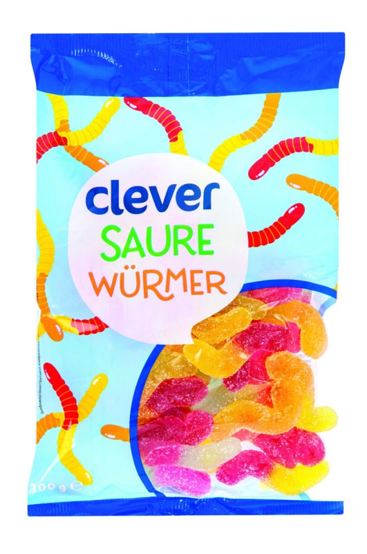 Guminukai rūgštūs sliekai CLEVER, 300 g