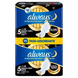 Hig. paketai ALWAYS ULTRA SECURE NIGHT EXTRA, S5, 10 vnt