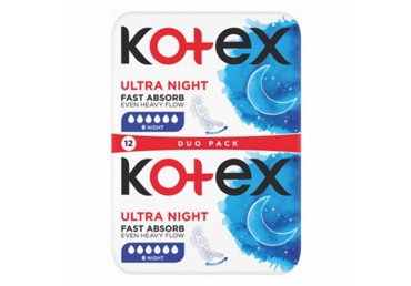 Higieniniai paketai KOTEX ULTRA OVERNIGHT (naktiniai), 12 vnt