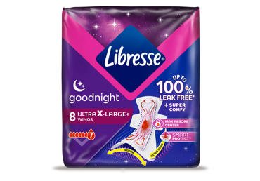 Higieniniai paketai LIBRESSE ULTRA GOODNIGHT EXTRA, 8 vnt