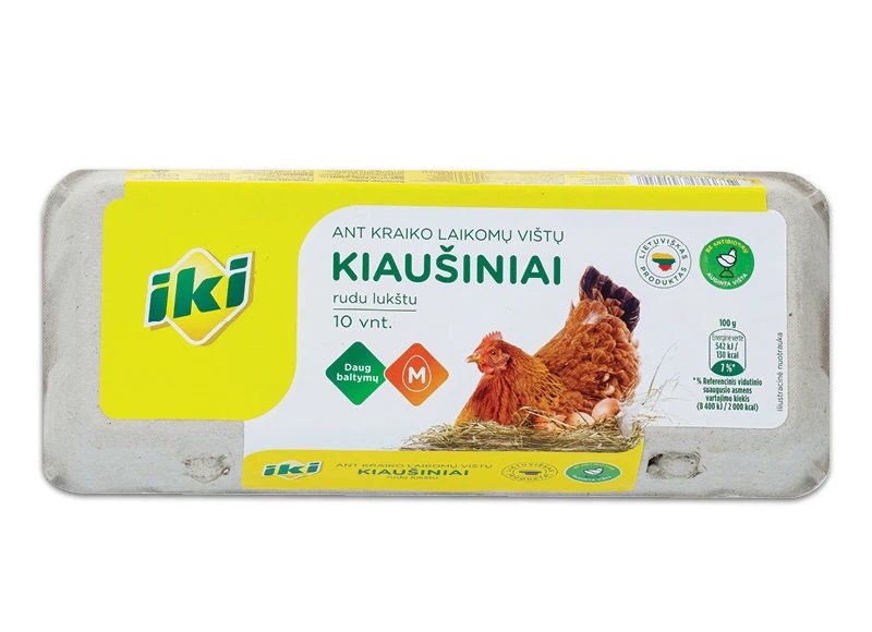 IKI ant kraiko laikomų vištų kiaušiniai, 10 vnt
