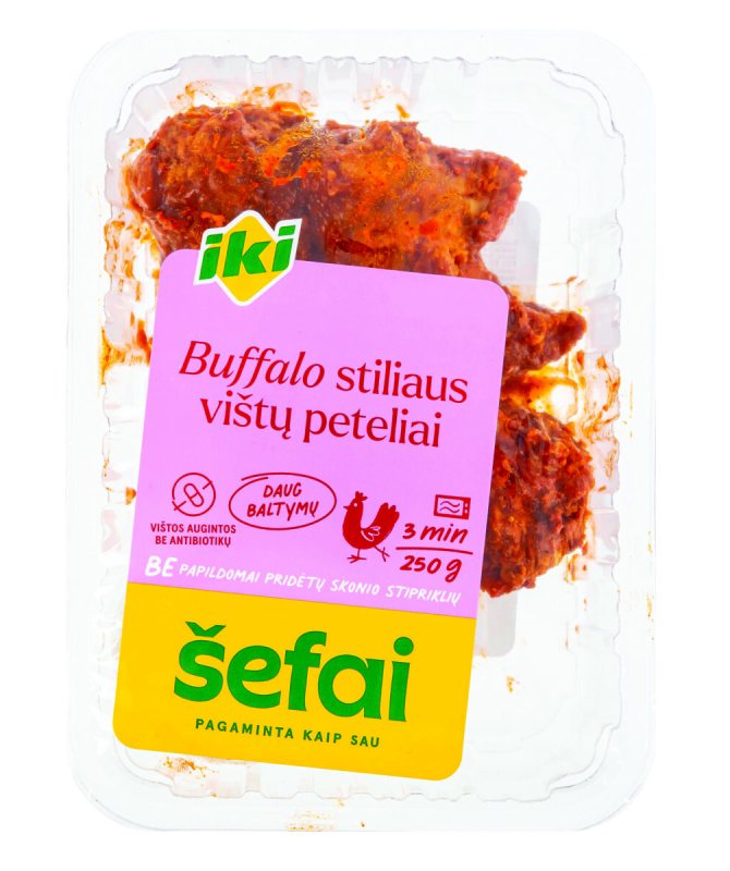 IKI ŠEFAI BUFALO stiliaus vištienos peteliai, 250 g