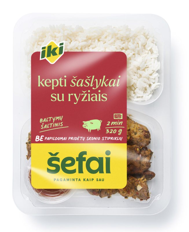 IKI ŠEFAI kepti šašlykai su ryžiais, 320 g