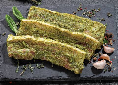 IKI ŠEFAI marinuota kiaulienos šoninė su kaulu, 1 kg