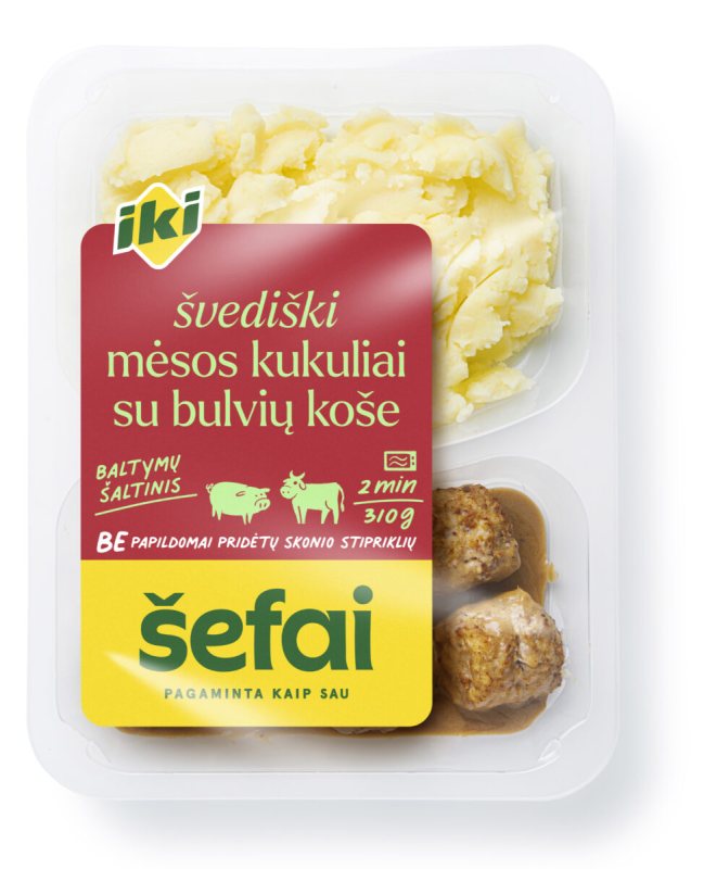 IKI ŠEFAI ŠVEDIŠKI mėsos kukuliai su bulvių koše, 310 g